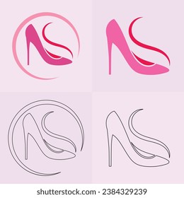 High heels shoe vector icon, Women's shoe glyph icon. Symbol, logo illustration.Woman shoes vector icons isolated on pink background.Fashion footwear design.Shoes collection