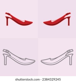 High heels shoe vector icon, Women's shoe glyph icon. Symbol, logo illustration.Woman shoes vector icons isolated on pink background.Fashion footwear design.Shoes collection
