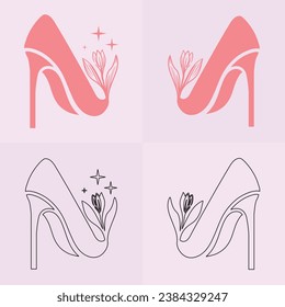 High heels shoe vector icon, Women's shoe glyph icon. Symbol, logo illustration.Woman shoes vector icons isolated on pink background.Fashion footwear design.Shoes collection