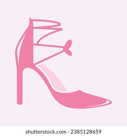 High heels shoe vector icon, Women's shoe glyph icon. Symbol, logo illustration.Woman shoes vector icons isolated on pink background.Fashion footwear design.