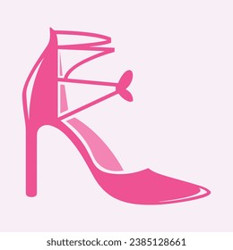 Icono de vector de zapatos de tacones altos, icono de glifo de zapatos para mujeres. Símbolo, ilustración del logo.Iconos vectores de zapatos de mujer aislados en fondo rosado.Diseño de calzado de moda.