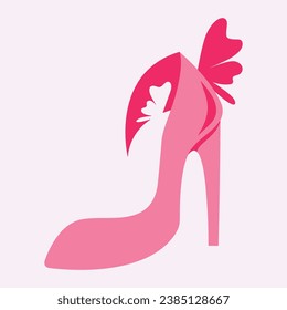 High Heels SchuhVektorsymbol, Frauenschuh-Symbol. Symbol, Logo-Illustration.Frauenschuhe Vektorsymbole einzeln auf rosafarbenem Hintergrund.Modeschuhdesign.