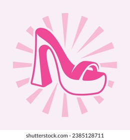 High Heels SchuhVektorsymbol, Frauenschuh-Symbol. Symbol, Logo-Illustration.Frauenschuhe Vektorsymbole einzeln auf rosafarbenem Hintergrund.Modeschuhdesign.