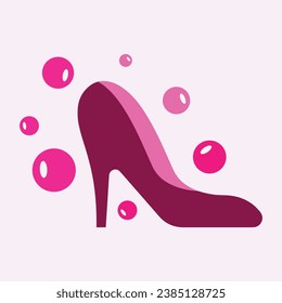 Icono de vector de zapatos de tacones altos, icono de glifo de zapatos para mujeres. Símbolo, ilustración del logo.Iconos vectores de zapatos de mujer aislados en fondo rosado.Diseño de calzado de moda.