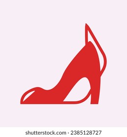 Icono de vector de zapatos de tacones altos, icono de glifo de zapatos para mujeres. Símbolo, ilustración del logo.Iconos vectores de zapatos de mujer aislados en fondo rosado.Diseño de calzado de moda.