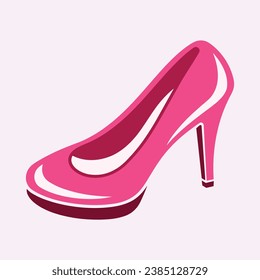 Icono de vector de zapatos de tacones altos, icono de glifo de zapatos para mujeres. Símbolo, ilustración del logo.Iconos vectores de zapatos de mujer aislados en fondo rosado.Diseño de calzado de moda.