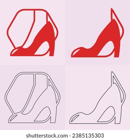 High heels shoe vector icon, Women's shoe glyph icon. Symbol, logo illustration.Woman shoes vector icons isolated on pink background.Fashion footwear design.Shoes collection
