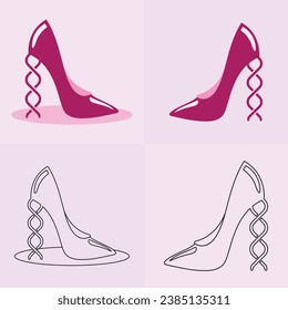 High heels shoe vector icon, Women's shoe glyph icon. Symbol, logo illustration.Woman shoes vector icons isolated on pink background.Fashion footwear design.Shoes collection
