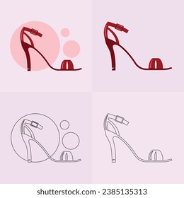 Icono de vector de zapatos de tacones altos, icono de glifo de zapatos para mujeres. Símbolo, ilustración del logotipo.Iconos vectoriales de zapatos de mujer aislados en el fondo rosado.Diseño del calzado de moda.Colección de zapatos