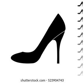 High heels shoes - black vector icon and ten icons in  shades of grey