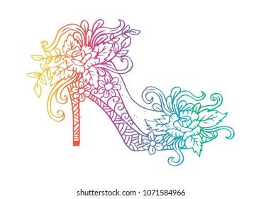 High heels shoes with flowers