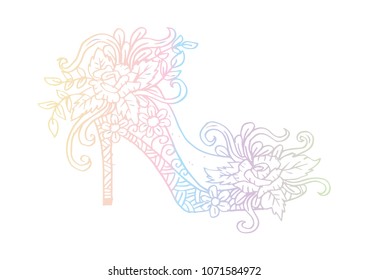 High heels shoes with flowers