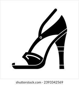 Icono de zapatos de tacones altos, Ilustración de arte del vector de zapatos de tacón de chica