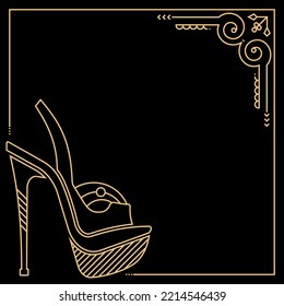 High Heels Shoes Icon Monoline, Girl Pencil Heel Shoe Vector Art Illustration, Monoline Style, Single Stroke Width