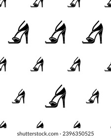 High Heels Shoes Icon Seamless Pattern, Girl Pencil Heel Shoe Vector Art Illustration