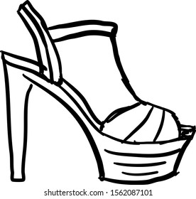 High heels shoes, illustration, vector on white background.