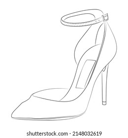 High heels shoes Outline stype vector design element , illustration