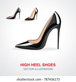 High heels shoes set.
Vector illustration isolated on white background.
