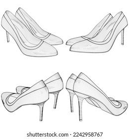 High Heels Shoes Vector 02. Illustration On White Background. A vector illustration Of A Woman's Shoes.