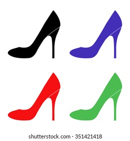 high heels shoes vector icon - colored set
