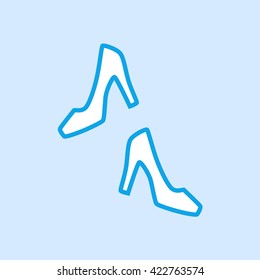 High Heels Shoes Vector Icon Simple Blue