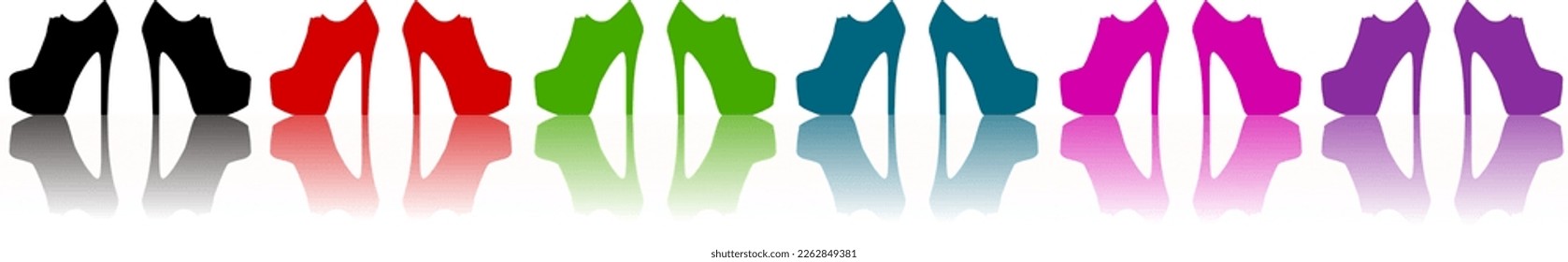 High heels silhouette in different colors