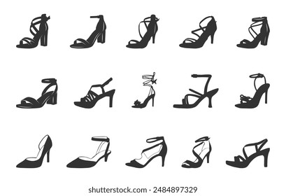 High Heels Silhouette, Damenschuh Silhouetten, Schuhe Silhouetten, Schuhe Clipart, High Heels Vektorgrafik.