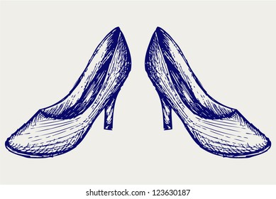 High heels. Sketch