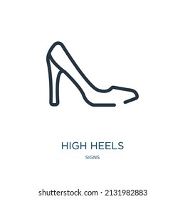 high heels thin line icon. female, elegance linear icons from signs concept isolated outline sign. Vector illustration symbol element for web design and apps.