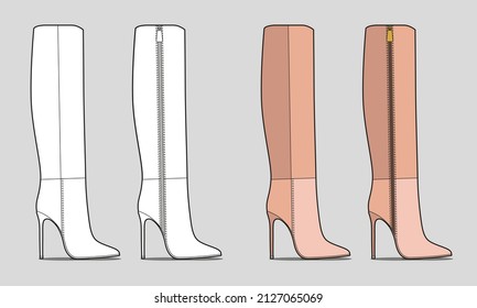 high heels under knee boots flat fashion design