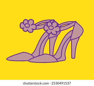 "High heels vector illustration featuring elegant women's shoes with floral decorations. Ideal for fashion-themed designs, product presentations, and promotional materials. Stylish and feminine!"