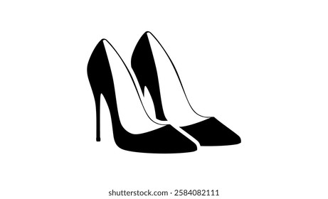 High Heels Women Shoes symbol, black isolated silhouette