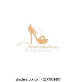 high hill sandals feminine logo design vector graphic symbol icon illustration creative idea