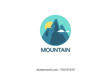 High Ice Mountain logo badge, Flat designs mountain logo vector