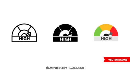 High icon of 3 types: color, black and white, outline. Isolated vector sign symbol.
