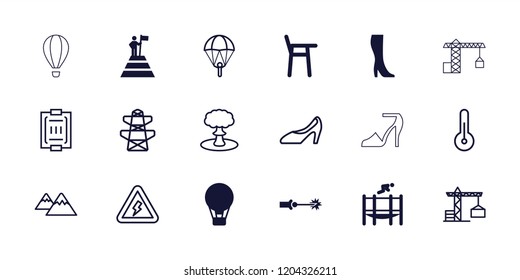 High icon. collection of 18 high filled and outline icons such as air balloon, baby chair, trampoline. editable high icons for web and mobile.