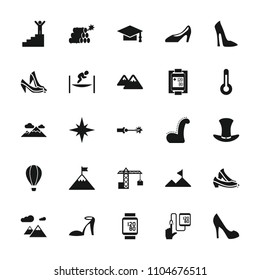 High icon. collection of 25 high filled icons such as woman shoe, heel sandals, graduation cap, blood pressure measure, hat, mountain. editable high icons for web and mobile.
