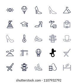 High icon. collection of 25 high outline icons such as woman shoe, heel sandals, graduation cap, pylon, parachute, air balloon. editable high icons for web and mobile.