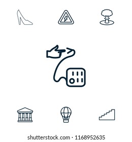 High icon. collection of 7 high outline icons such as court, air balloon, blood pressure, voltage warning, stairs, explosion. editable high icons for web and mobile.