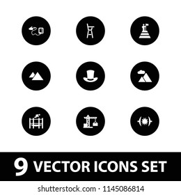 High icon. collection of 9 high filled icons such as construction crane, blood pressure, trampoline, mountain. editable high icons for web and mobile.