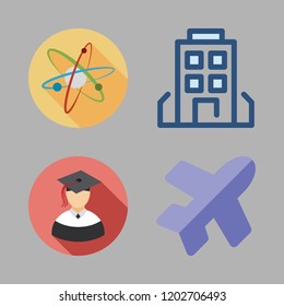 high icon set. vector set about physics, graduate, flight and building icons set.
