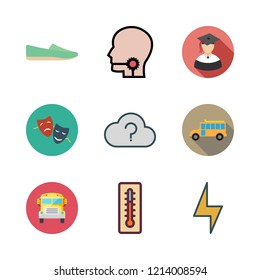 high icon set. vector set about graduate, cloud, light bolt and shoe icons set.