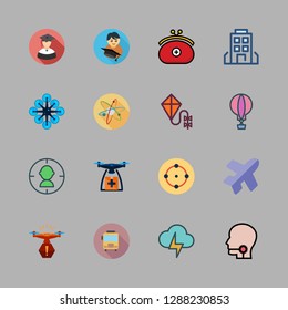 high icon set. vector set about hot air balloon, sore throat, graduate and purse icons set.