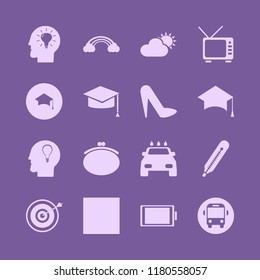 high icon. high vector icons set bulb head, target, school bus and thermometer