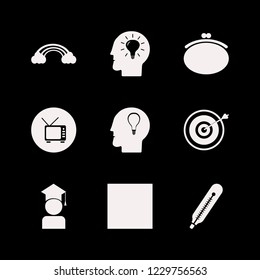 high icon. high vector icons set thermometer, purse, tv and bulb head