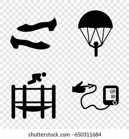 High icons set. set of 4 high filled icons such as shoe, blood pressure, trampoline