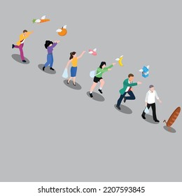 High inflation - increase in price of goods and services isometric 3d vector illustration concept for banner, website, illustration, landing page, flyer, etc.