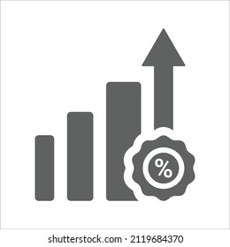 Icono de alto, interés, tasa. Gráficos vectoriales grises.