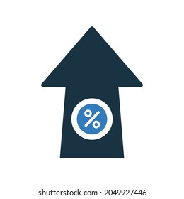 Hoch, Zins, Zins-Symbol. Einfaches Vektordesign.