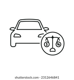 High Interest Rate Thin Line Icon On Car Purchases - Editable Stroke.
